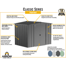 Load image into Gallery viewer, Sheds Express Outdoor Storage Sheds Arrow Classic Steel Storage Shed, 6x7, Charcoal