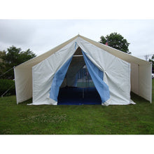 Load image into Gallery viewer, Sheds Express Truss Buildings White / Blue 18' x 32' x 15' U.N. Disaster Relief Tent House PB183215HWH