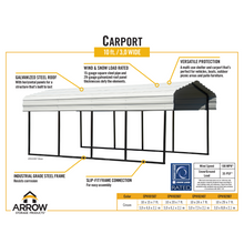 Load image into Gallery viewer, Arrow Carport 10 ft x 20 ft x 7 ft