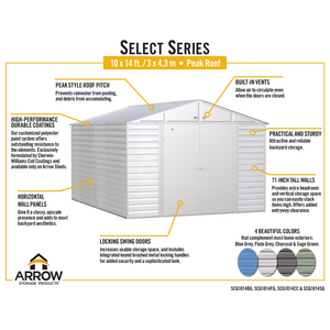 Arrow Select 10x14 Steel Storage Shed Kit