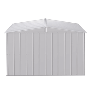 By Arrow model # CLG1014FG Outdoor Storage Sheds Arrow Classic 10 ft. x 14 ft. Steel Storage Shed in Flute Grey
