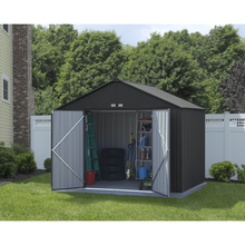 Load image into Gallery viewer, By Arrow (model EZ10872HVCC) Outdoor Storage Sheds Arrow EZEE 10 ft. x 8 ft. Extra High Gable Galvanized Steel Storage Shed in Charcoal