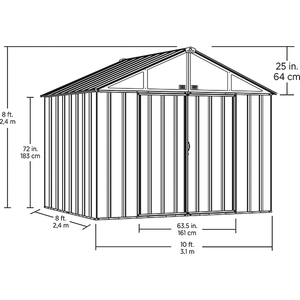 By Arrow (model EZ10872HVCC) Outdoor Storage Sheds Arrow EZEE 10 ft. x 8 ft. Extra High Gable Galvanized Steel Storage Shed in Charcoal