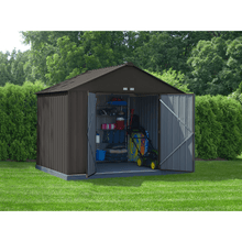 Load image into Gallery viewer, By Arrow (model EZ10872HVCC) Outdoor Storage Sheds EZEE Shed Steel Storage 10 x 8 ft. Galvanized Extra High Gable Charcoal