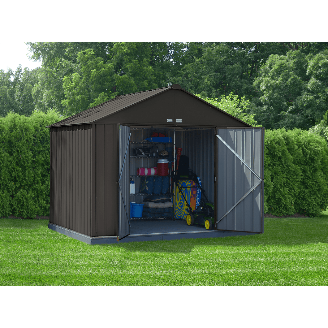 By Arrow (model EZ10872HVCC) Outdoor Storage Sheds EZEE Shed Steel Storage 10 x 8 ft. Galvanized Extra High Gable Charcoal