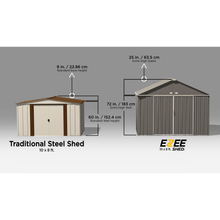 Load image into Gallery viewer, By Arrow (model EZ10872HVCC) Outdoor Storage Sheds EZEE Shed Steel Storage 10 x 8 ft. Galvanized Extra High Gable Charcoal