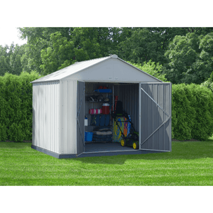 By Arrow (model EZ10872HVCR) Sheds EZEE Shed 10 ft. x 8 ft. Extra High Gable Galvanized Steel Storage in Cream