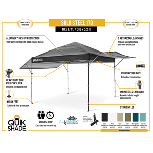 model# 167523DS Party Tents Solo Steel SOLO170 10 ft. x 17 ft. Straight Leg Canopy White