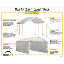 Load image into Gallery viewer, model# 23541 Party Tents MaxAP Gazebo Canopy 2-in-1 Enclosure Kit 10 ft. x 20 ft. in White