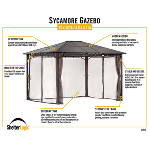 model# 24024 Gazebo Shelter Logic 10 ft. x 12 ft. Sycamore Gazebo