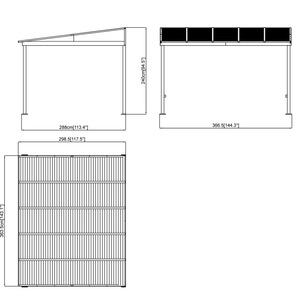 model# 500-9165470 Gazebo Sojag Portland 10 ft. x 12 ft. Wall-Mounted Gazebo in Dark Brown