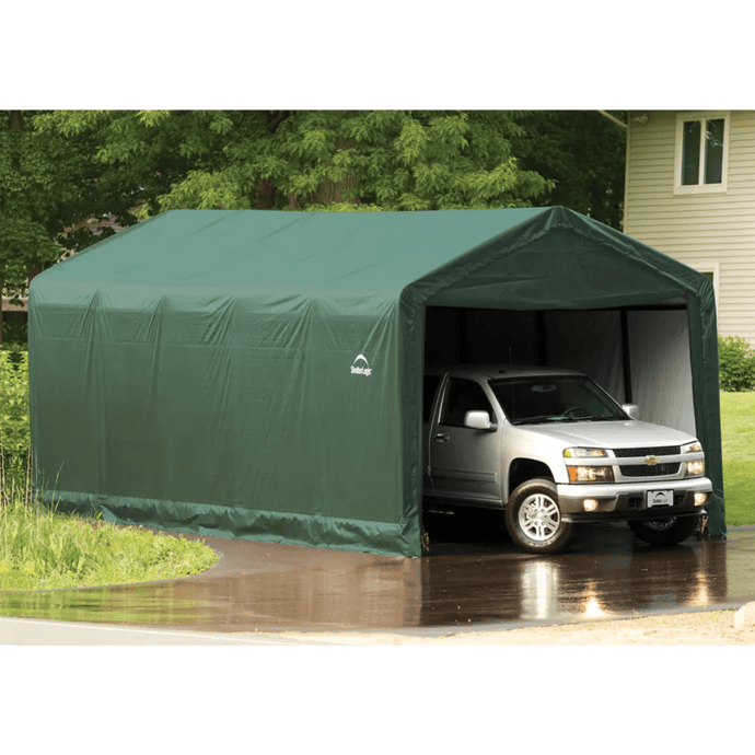 model# 62810 Garage Sheds ShelterTube 12 ft. x 25 ft. x 11 ft. Shelter Logic Garage Shed in Green