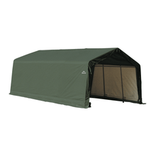 Load image into Gallery viewer, model# 73442 Garage Sheds ShelterCoat 13 ft. x 20 ft. x 10 ft. Garage Peak Style Shelter in Green