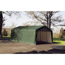 Load image into Gallery viewer, model# 73442 Garage Sheds ShelterCoat 13 ft. x 20 ft. x 10 ft. Garage Peak Style Shelter in Green