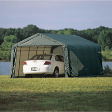 Load image into Gallery viewer, model# 73442 Garage Sheds ShelterCoat 13 ft. x 20 ft. x 10 ft. Garage Peak Style Shelter in Green