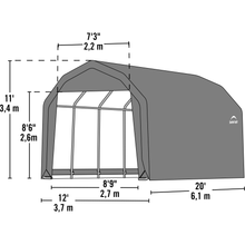 Load image into Gallery viewer, model# 90053 Garage Sheds ShelterCoat 12 ft. x 20 ft. x 11 ft. Custom Barn Shelter Standard PE 9 oz. in Gray