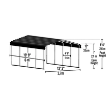 Load image into Gallery viewer, model# CPH122007 Carports Arrow Steel 12 ft. x 20 ft. x 7 ft. Carport in Galvanized Black/Eggshell