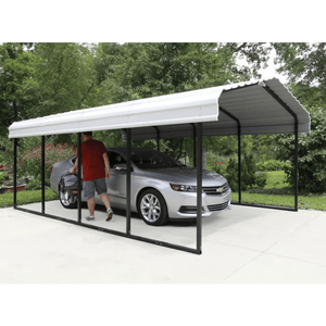 model# CPH122007 Carports Arrow Steel 12 ft. x 20 ft. x 7 ft. Carport in Galvanized Black/Eggshell