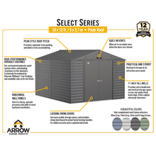 Load image into Gallery viewer, model# SCG108SG Outdoor Storage Sheds Arrow Select 10 ft. x 8 ft. Steel Storage Shed in Sage Green