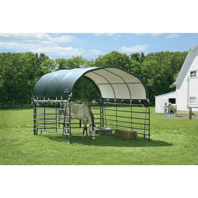 Sheds Express Animal Shelters Shelter Logic 12 ft. x 12 ft. Corral Shelter in Green (model 51523)