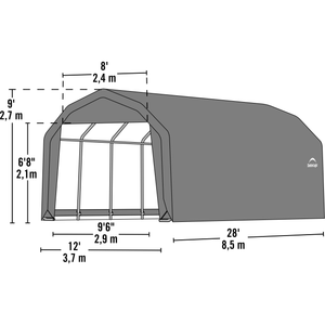 Sheds Express Animal Shelters ShelterCoat 12 ft. x 28 ft. x 9 ft. Garage Barn Shelter in Gray STD (model 97253)