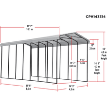 Load image into Gallery viewer, Sheds Express Carports 14x33x14 Arrow Carport CPH143314 Eggshell