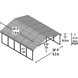 Sheds Express Carports Arrow 20 ft. x 24 ft. Carport in Charcoal Model CPHC202407