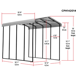 Sheds Express Carports Arrow Carport, 14x20x14, Eggshell