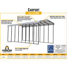 Load image into Gallery viewer, Sheds Express Carports Arrow Carport, 14x38x14, Eggshell