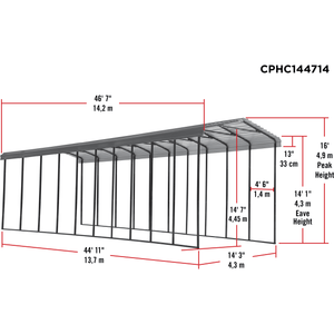 Sheds Express Carports Arrow Carport, 14x47x14, Charcoal