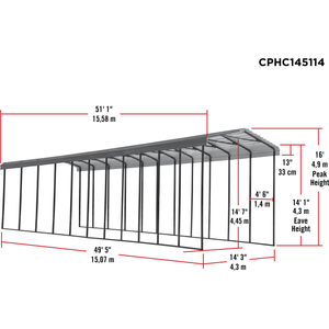 Sheds Express Carports Arrow Carport, 14x51x14, Charcoal