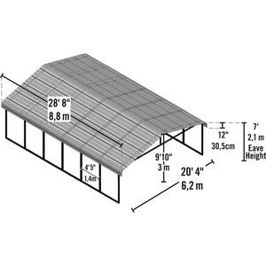 Sheds Express Carports Arrow Carport 20 x 29 - Eggshell