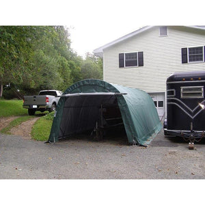 Sheds Express Garage Sheds Green Rhino Shelters 12' x 24' x 8' Extended Instant Garage GA122408RGN Round