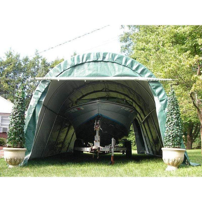 Sheds Express Garage Sheds Green Rhino Shelters 12' x 24' x 8' Extended Instant Garage GA122408RGN Round