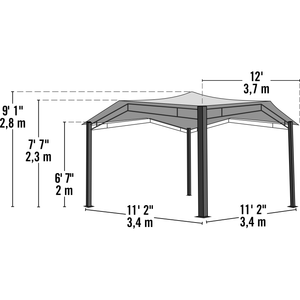 Sheds Express Gazebo Sequoia 12 ft. x 12 ft. Gazebo in Bronze Model 24010