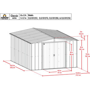 Sheds Express Outdoor Storage Sheds Arrow Classic Steel Storage Shed, 10x12, Blue Grey