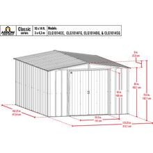Load image into Gallery viewer, Sheds Express Outdoor Storage Sheds Arrow Classic Steel Storage Shed, 10x14, Flute Grey