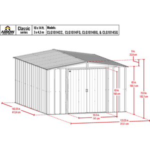 Sheds Express Outdoor Storage Sheds Arrow Classic Steel Storage Shed, 10x14, Sage Green