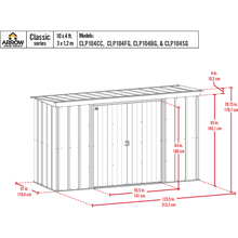 Load image into Gallery viewer, Sheds Express Outdoor Storage Sheds Arrow Classic Steel Storage Shed, 10x4, Sage Green