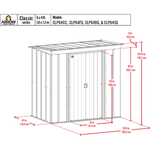 Sheds Express Outdoor Storage Sheds Arrow Classic Steel Storage Shed, 6x4, Charcoal