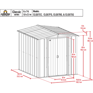 Sheds Express Outdoor Storage Sheds Arrow Classic Steel Storage Shed, 6x7, Blue Grey