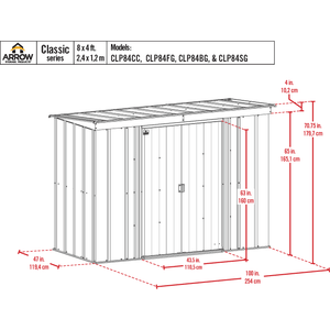 Sheds Express Outdoor Storage Sheds Arrow Classic Steel Storage Shed, 8x4, Charcoal