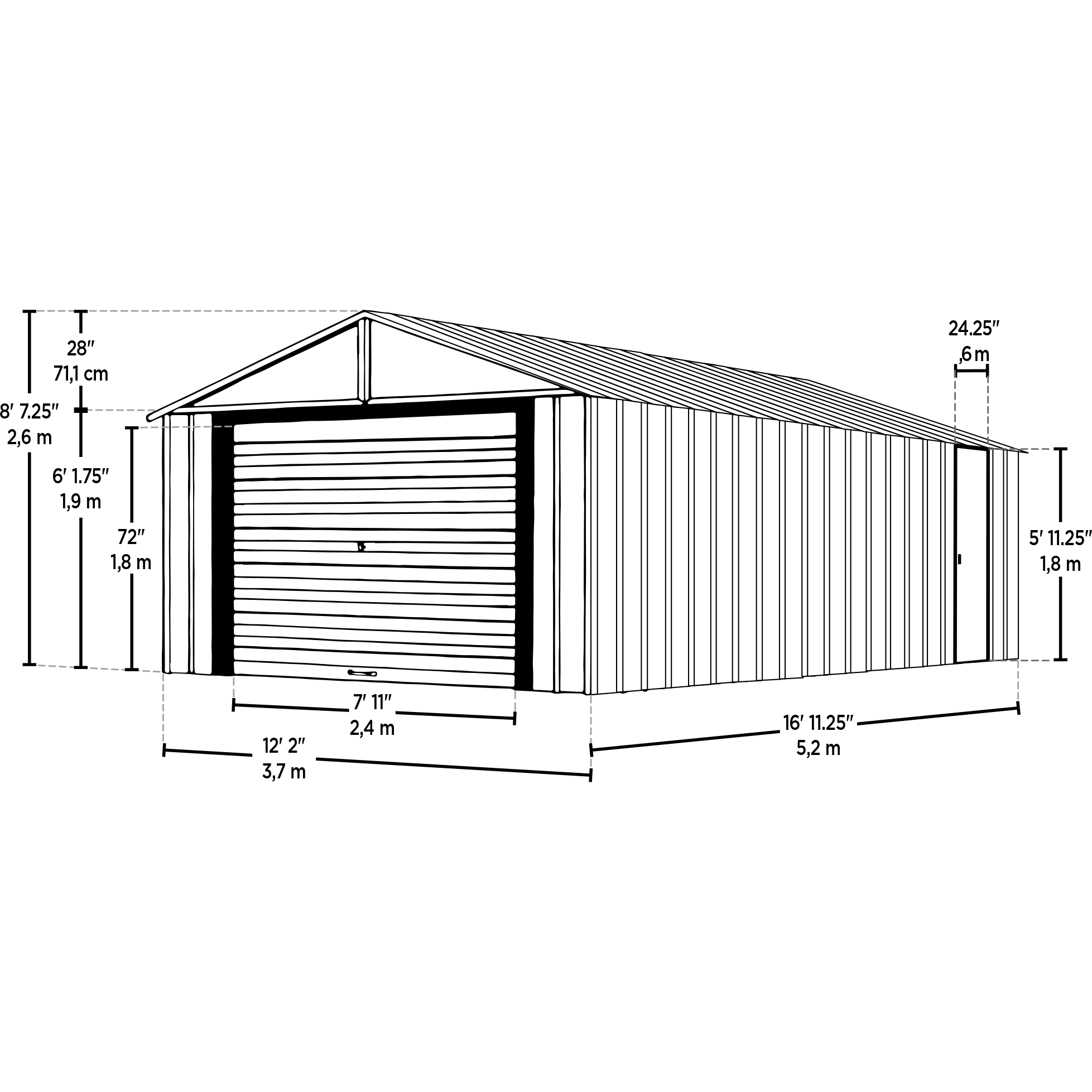 Arrow Murryhill 12 x 17 Garage, Steel Storage Building, Prefab Storage