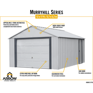 Sheds Express Outdoor Storage Sheds Arrow Murryhill 12 x 17 Garage, Steel Storage Building, Prefab Storage Shed