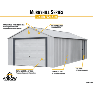 Sheds Express Outdoor Storage Sheds Arrow Murryhill 12 x 24 Garage, Steel Storage Building, Prefab Storage Shed