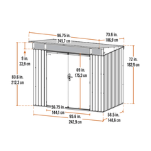 Load image into Gallery viewer, Sheds Express Outdoor Storage Sheds Sojag Denali 8 ft. x 5 ft. Steel Storage Shed in Anthracite Model # SJDEN85