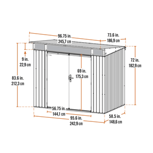 Sheds Express Outdoor Storage Sheds Sojag Denali 8 ft. x 5 ft. Steel Storage Shed in Anthracite Model # SJDEN85