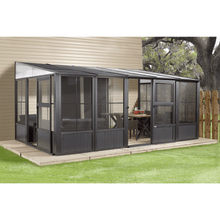 Load image into Gallery viewer, Sheds Express Solarium Sojag Charleston 10 ft. x 16 ft. Rectangular Solarium Wall Unit Model # 440-9163032 in Charcoal