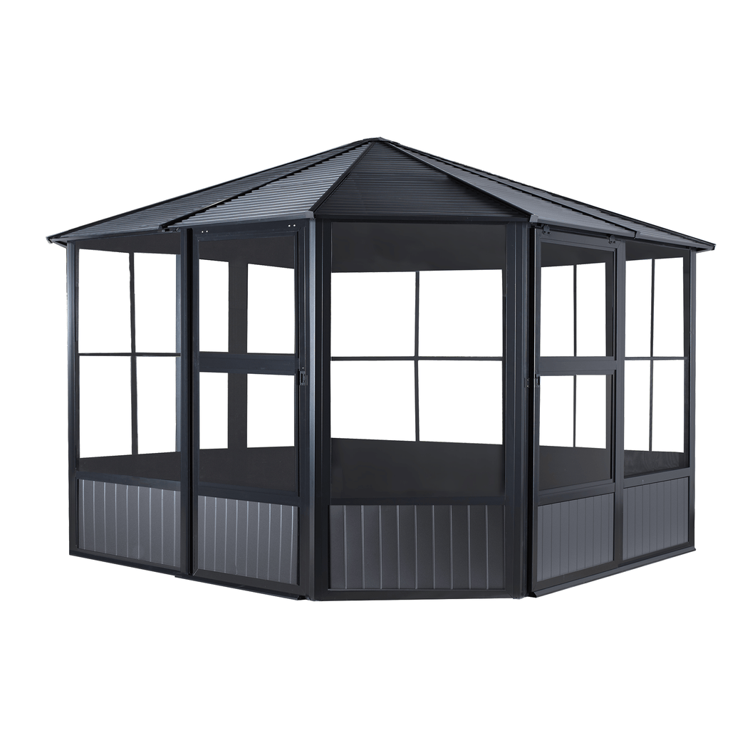 Sheds Express Solarium Sojag Charleston 12 ft. x 12 ft. Octagonal Solarium Model # 442-9162998 in Charcoal