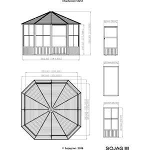 Sheds Express Solarium Sojag Charleston 12 ft. x 12 ft. Octagonal Solarium Model # 442-9162998 in Charcoal
